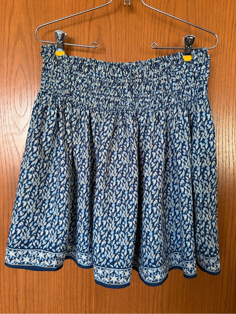 Max Studio Blue Smocked Waist Floral Skirt